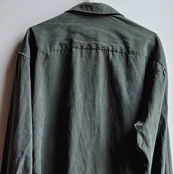 Pierre Cardin Green Faux Suede Button Down Shirt Size Large - Picture 12 of 13